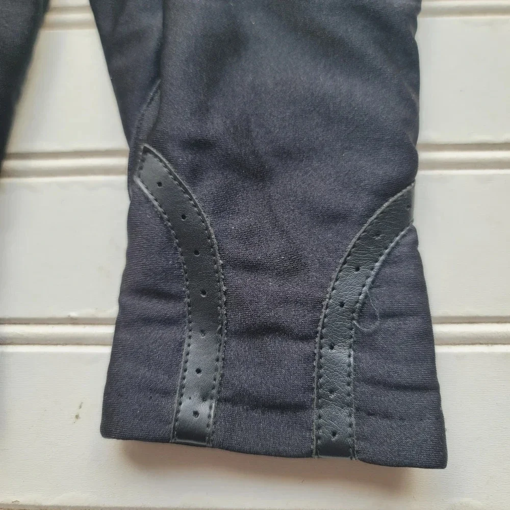 Vintage Thinsulate Black Stretch Leather  Fleece Lined Nylon Gloves OS